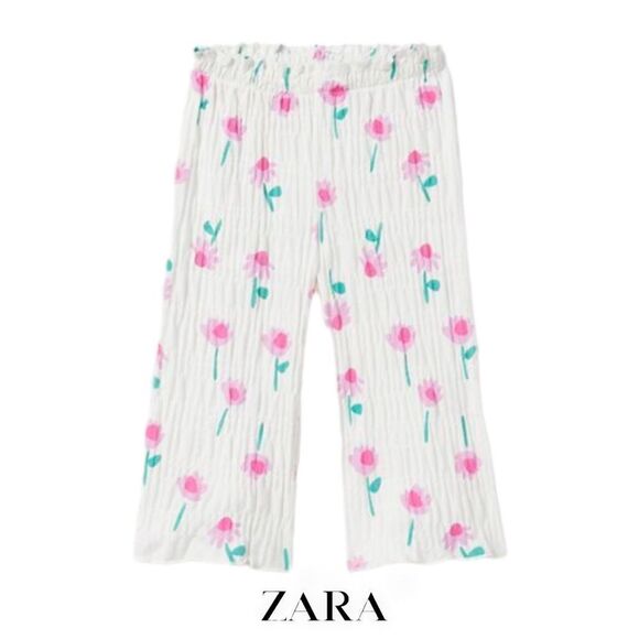 ZARA Kids | White | FLUID TEXTURED PANTS - Picture 1 of 4